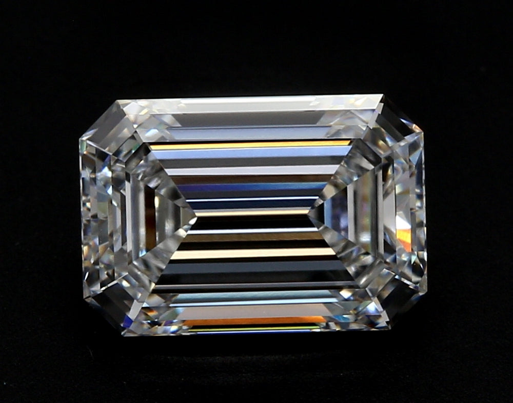 4.0 Carat Emerald Lab Diamond with  Cut Diamond in 14KT  view 1
