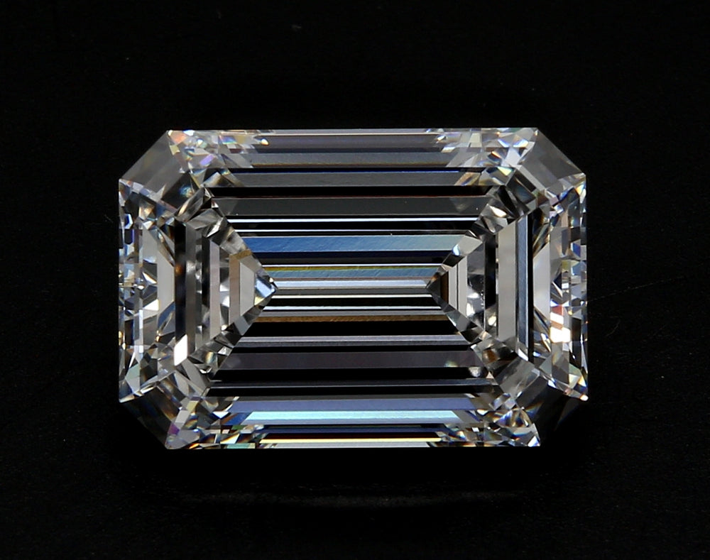 11.05 Carat Emerald Lab Diamond with  Cut Diamond in 14KT  view 1
