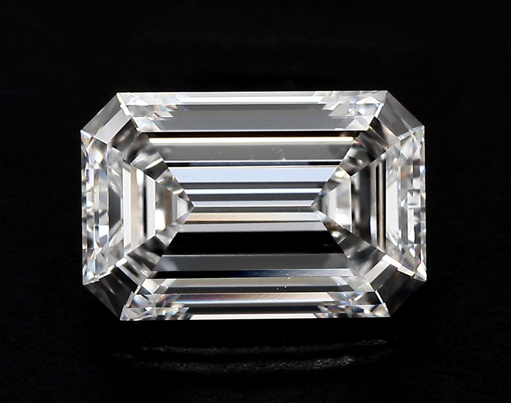4.05 Carat Emerald Lab Diamond with  Cut Diamond in 14KT  view 1
