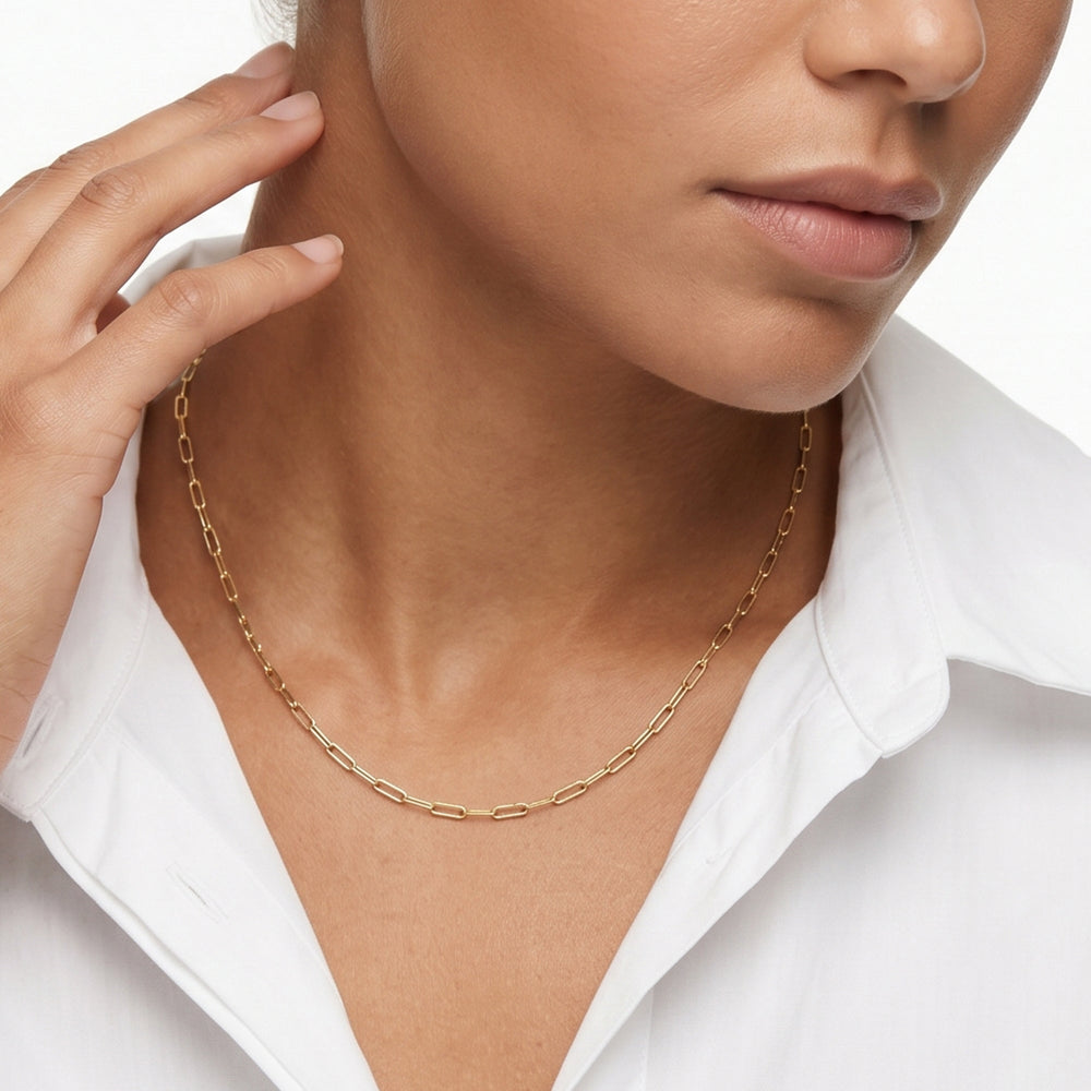 The Siena Chain Necklace with 14KT Yellow Gold Cut Diamond in 14KT Yellow Gold view 3
