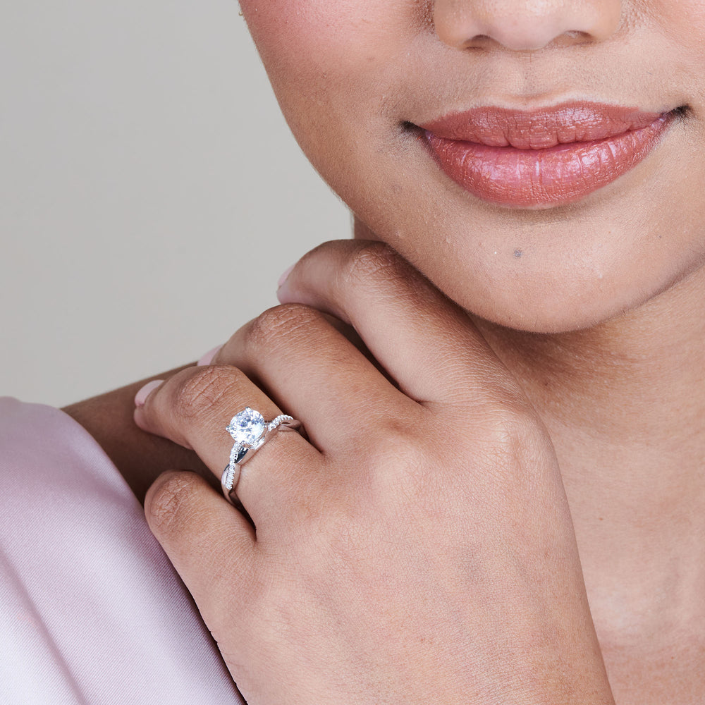 Model Wearing 2.89ct Marquise Vine Diamond Lab Diamond Engagement Ring view