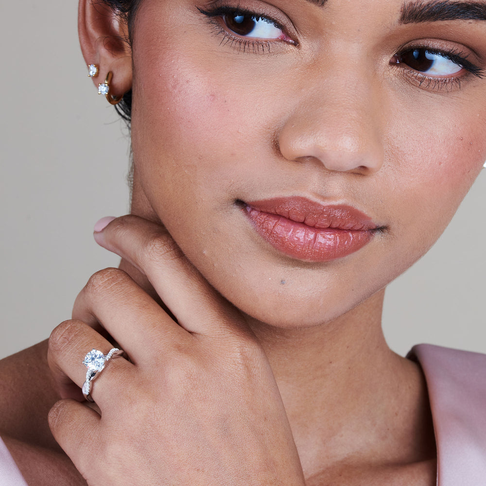 Model Wearing 2.89ct Marquise Vine Diamond Lab Diamond Engagement Ring view