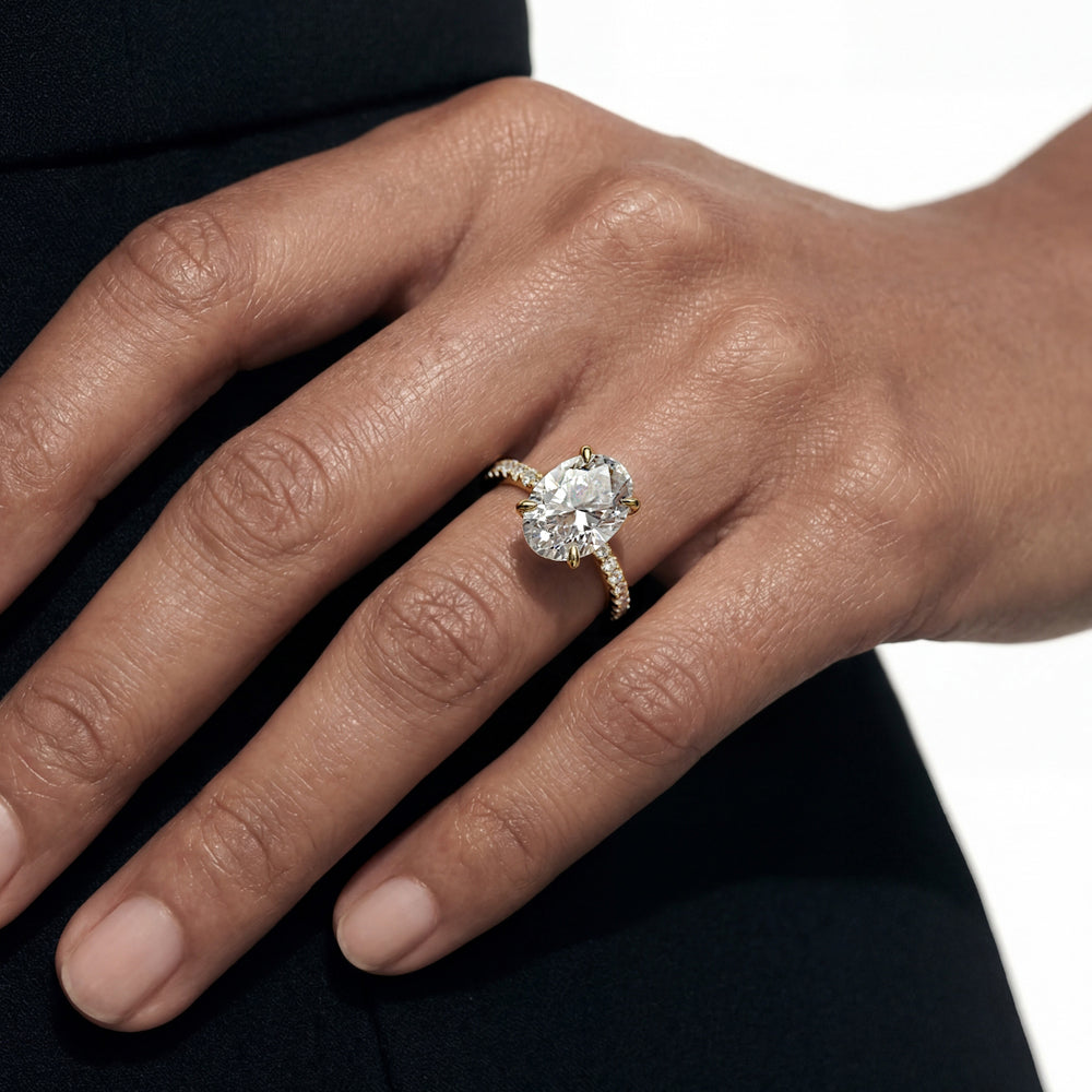 Oval Cut The Cassatt Ring with Lab Grown Diamond in 14KT Platinum view 4
