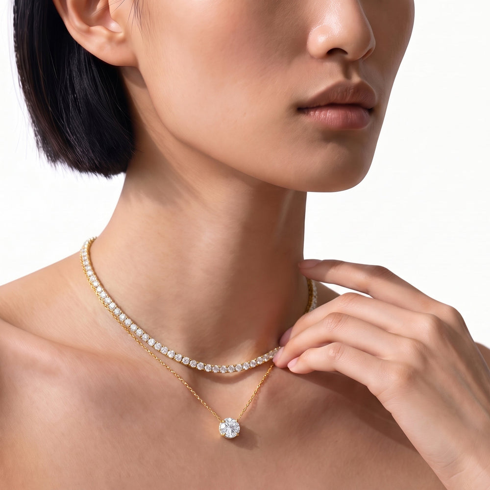 The Roosevelt Grand Necklace with 14KT Yellow Gold / Lab / 2 3/8 Cut Diamond in 14KT Yellow Gold / Lab / 2 3/8 view 4
