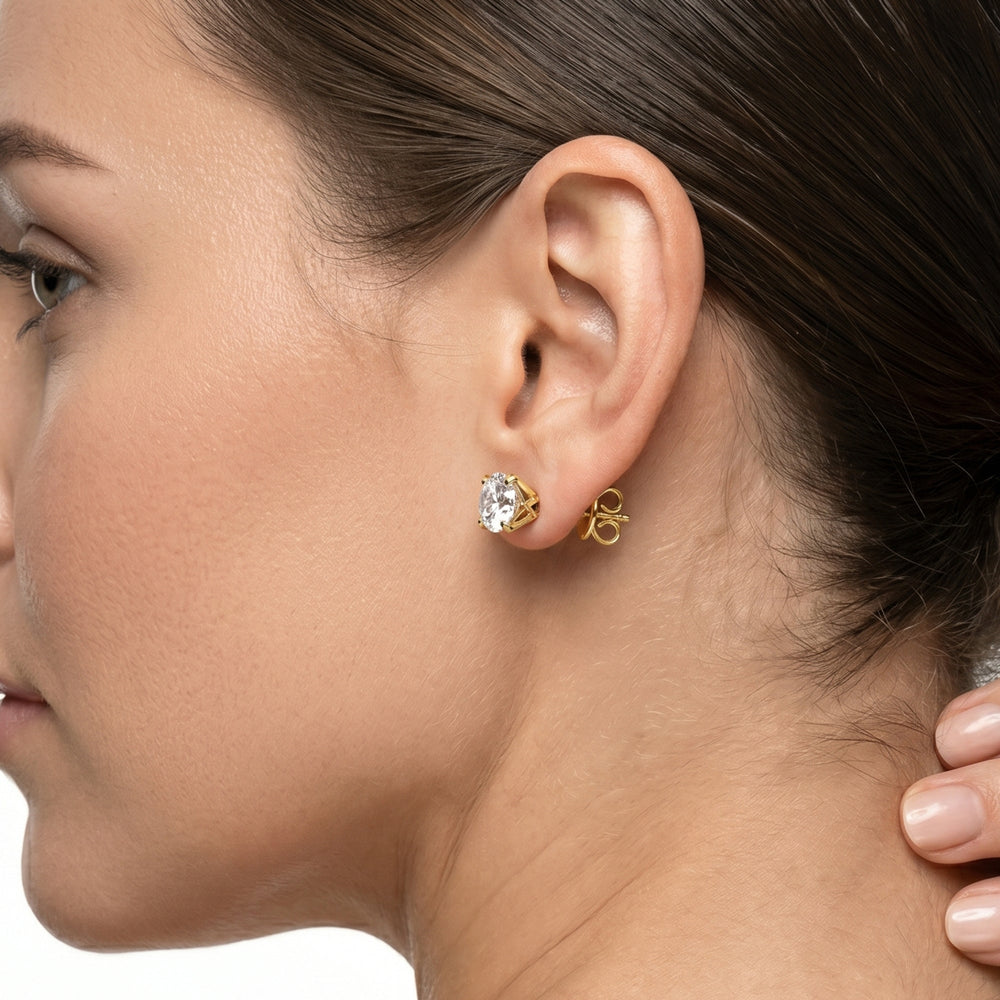 The W Studs with 18KT Rose Gold / Lab / 4 Cut Diamond in 14KT Rose Gold / Lab / 4 view 4
