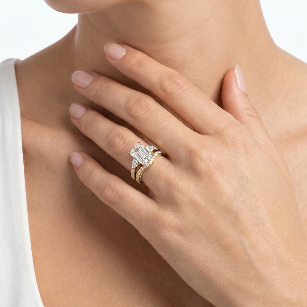 The W Summit Diamond Wedding Band with 18KT Yellow Gold Cut Diamond in 14KT Yellow Gold view 3
