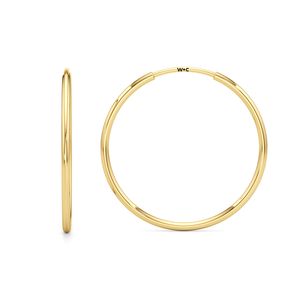 The Jolie Midi Hoops with 14KT Yellow Gold / 20 MM Cut Diamond in 14KT Yellow Gold / 20 MM view 4
