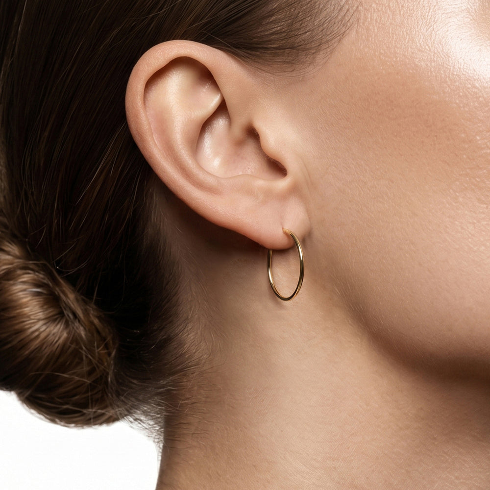 The Jolie Midi Hoops with 14KT Yellow Gold / 20 MM Cut Diamond in 14KT Yellow Gold / 20 MM view 2
