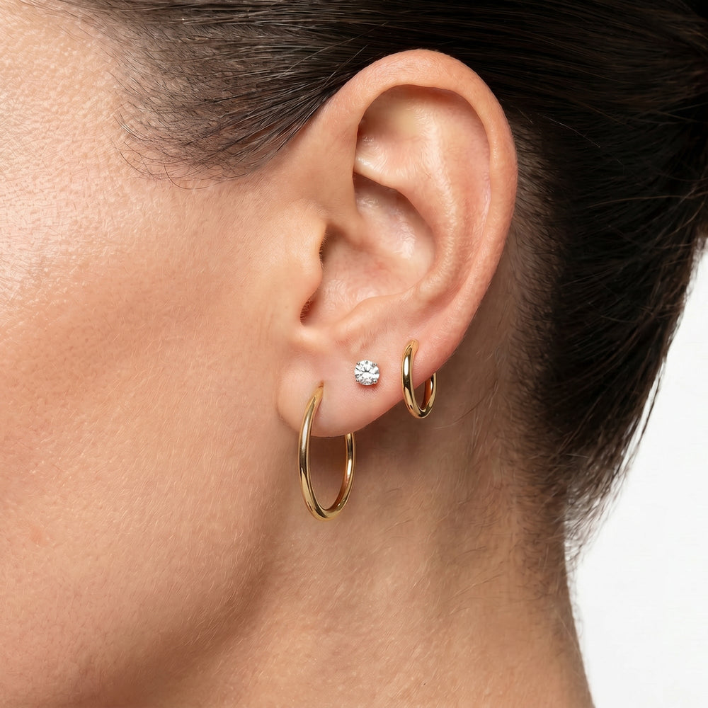 The Jolie Midi Hoops with 14KT Yellow Gold / 20 MM Cut Diamond in 14KT Yellow Gold / 20 MM view 3
