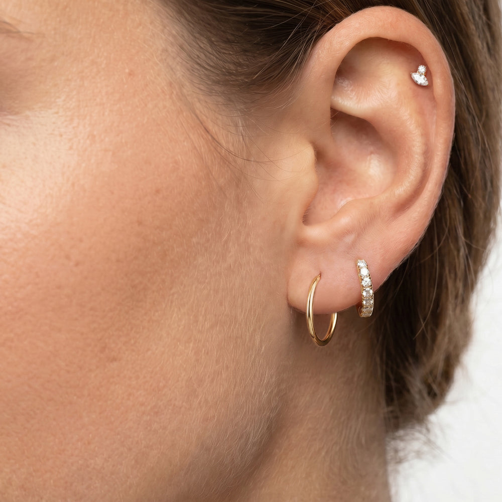 The Jolie Mini Hoops with 14KT Yellow Gold / 15 MM Cut Diamond in 14KT Yellow Gold / 15 MM view 3

