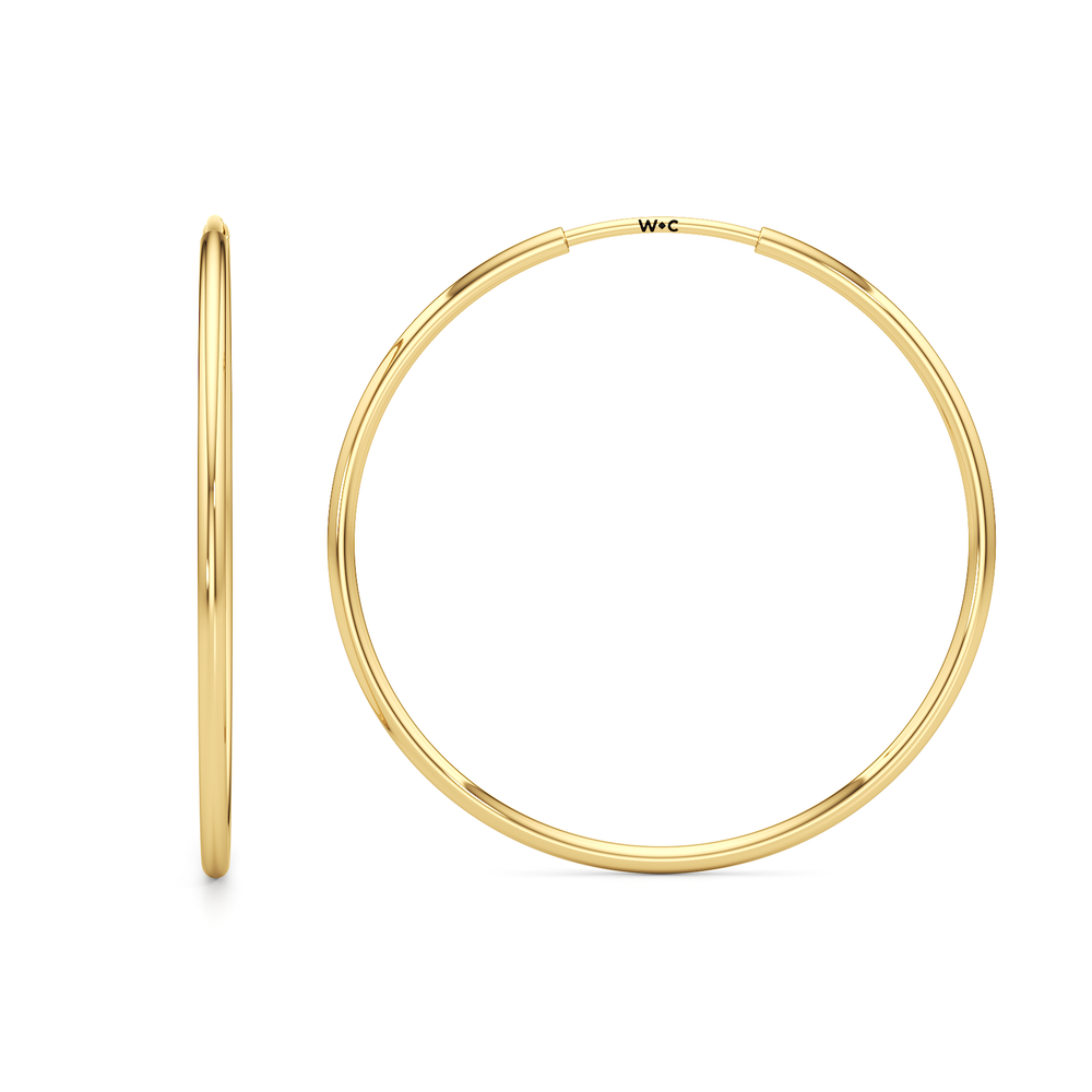 The Jolie Hoops with 14KT Yellow Gold / 24 MM Cut Diamond in 14KT Yellow Gold / 24 MM view 4

