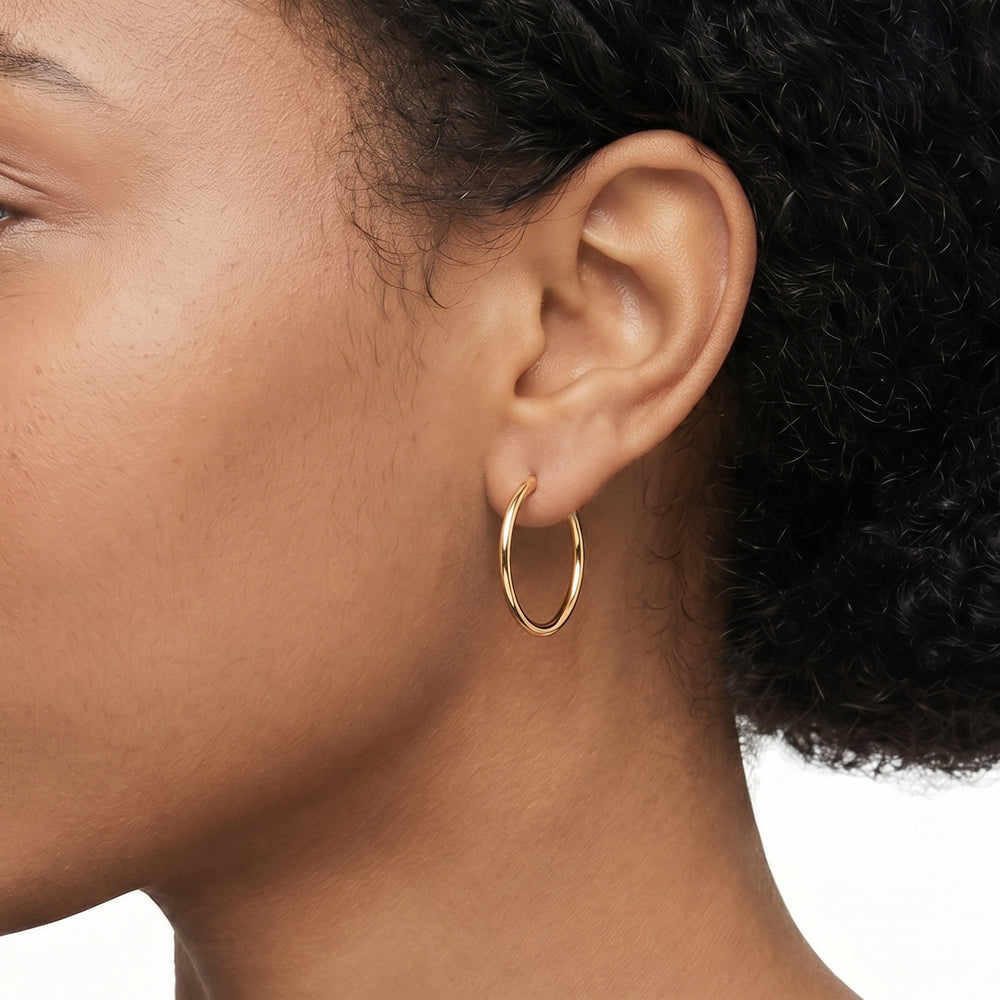 The Jolie Hoops with 14KT Yellow Gold / 24 MM Cut Diamond in 14KT Yellow Gold / 24 MM view 2
