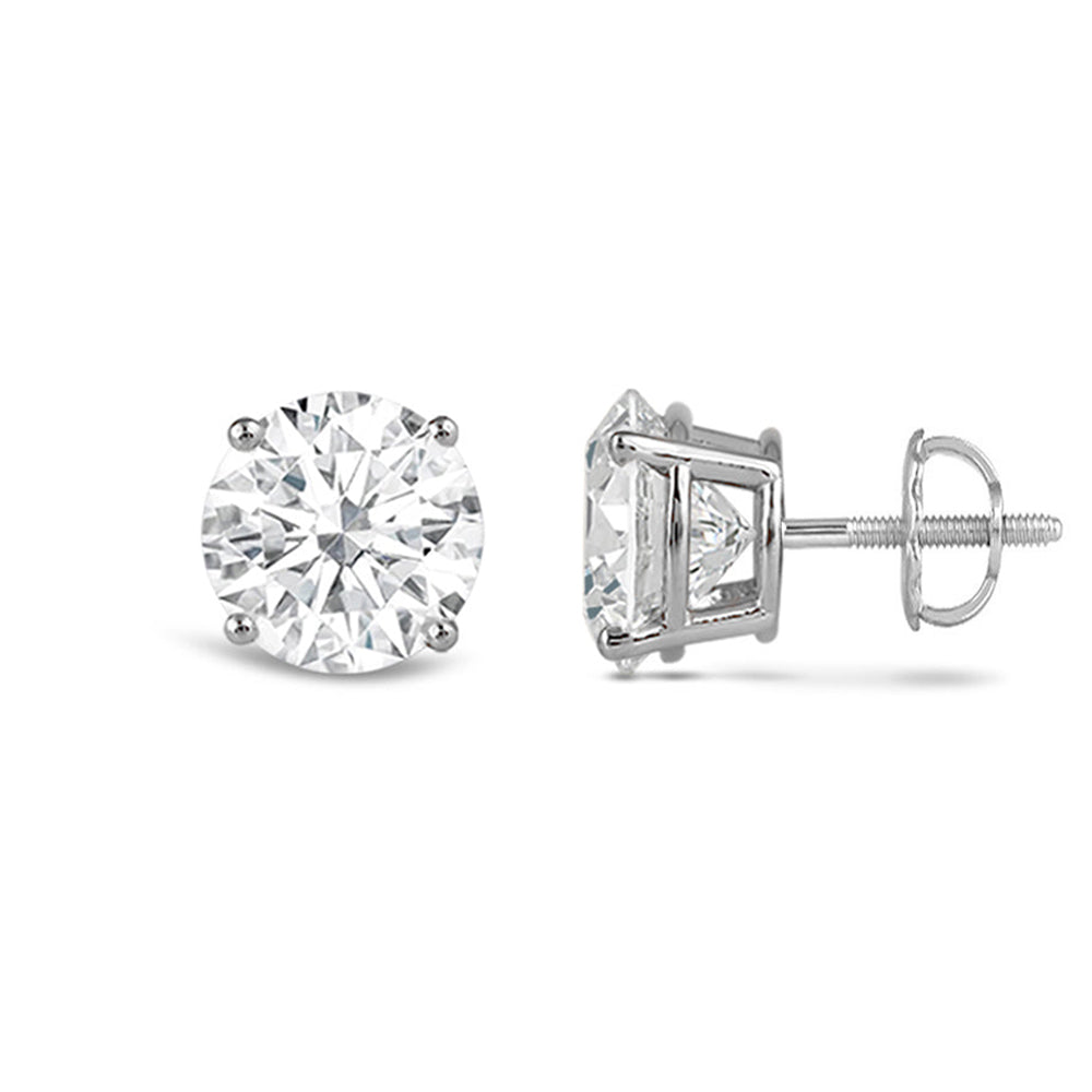 Classic Round Diamond Four Prong Studs Earrings (F/G SI+) with 14KT White Gold / Lab / 4 Cut Diamond in 14KT White Gold / Lab / 4 view 4
