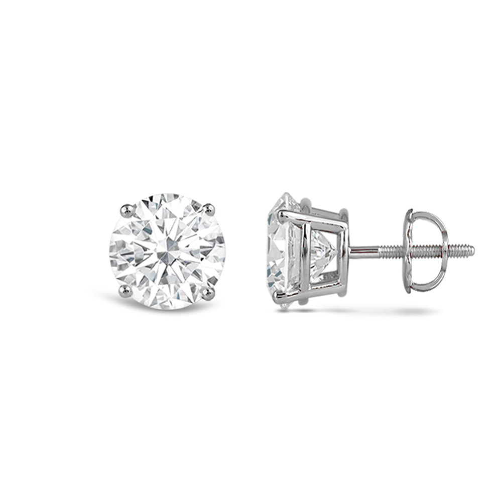 Classic Round Diamond Four Prong Studs Earrings (F/G SI+) with 14KT White Gold / Lab / 1 1/2 Cut Diamond in 14KT White Gold / Lab / 1 1/2 view 4
