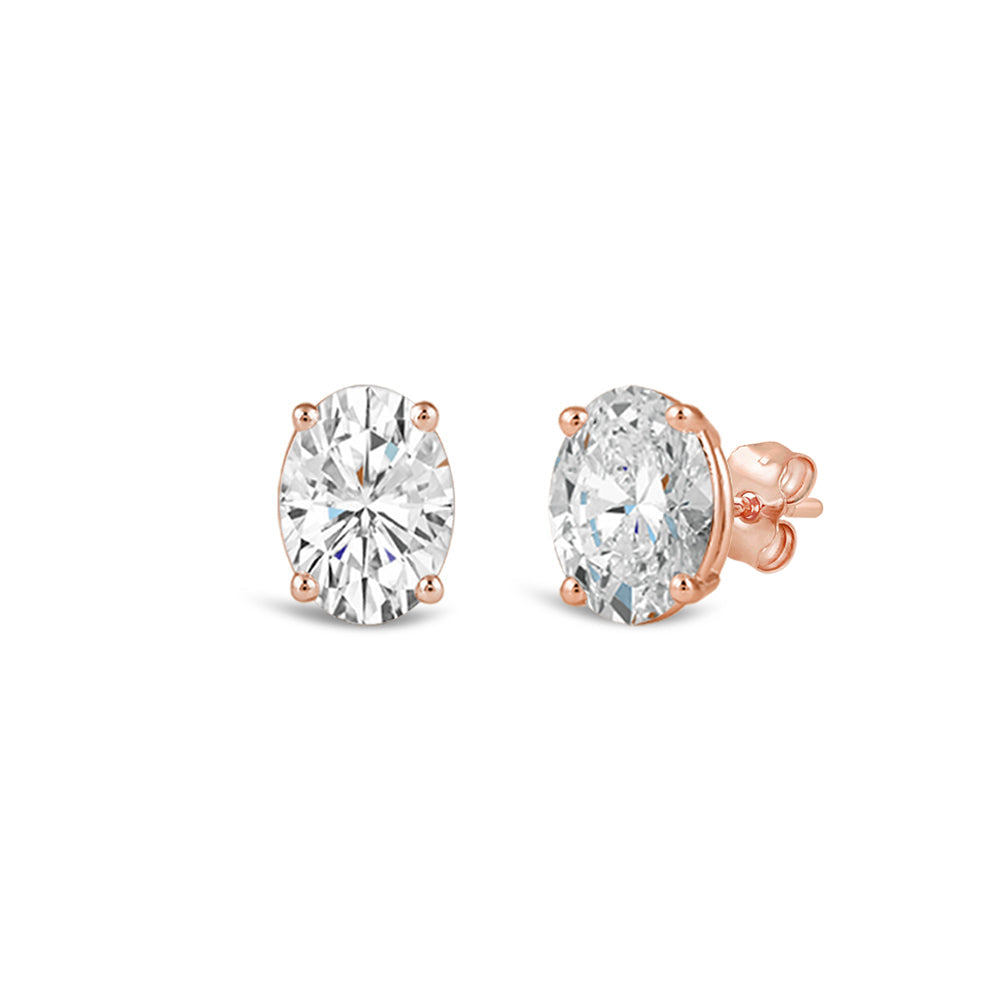 Classic Oval Diamond Stud Earrings (F/G VS+) with 14KT Rose Gold / Lab / 1 Cut Diamond in 14KT Rose Gold / Lab / 1 view 1
