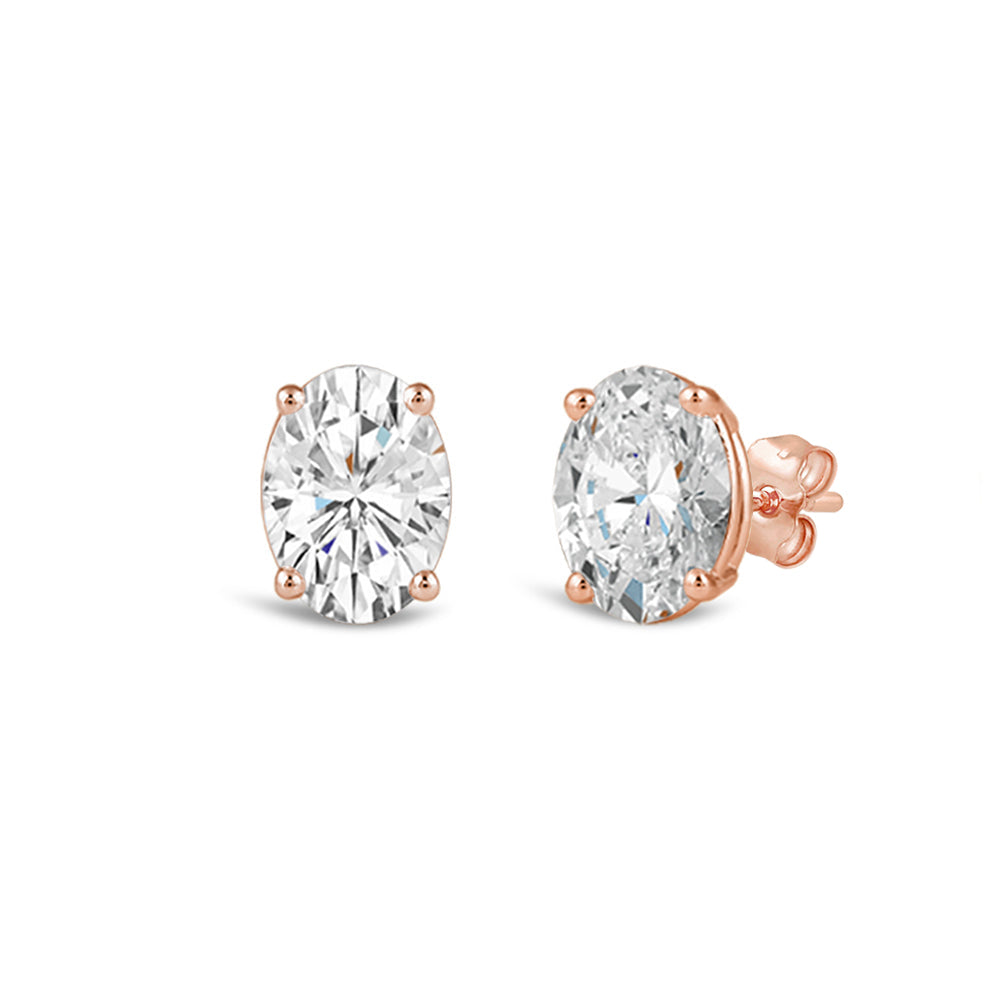 Classic Oval Diamond Stud Earrings (F/G VS+) with 14KT Rose Gold / Lab / 1 1/2 Cut Diamond in 14KT Rose Gold / Lab / 1 1/2 view 1
