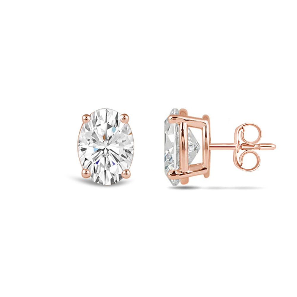 Classic Oval Diamond Stud Earrings (F/G VS+) with 14KT Rose Gold / Lab / 1 1/2 Cut Diamond in 14KT Rose Gold / Lab / 1 1/2 view 4
