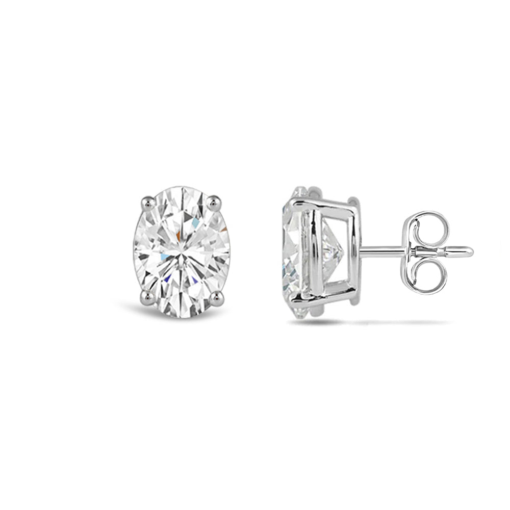 Classic Oval Diamond Stud Earrings (F/G VS+) with 14KT White Gold / Lab / 1 1/2 Cut Diamond in 14KT White Gold / Lab / 1 1/2 view 4
