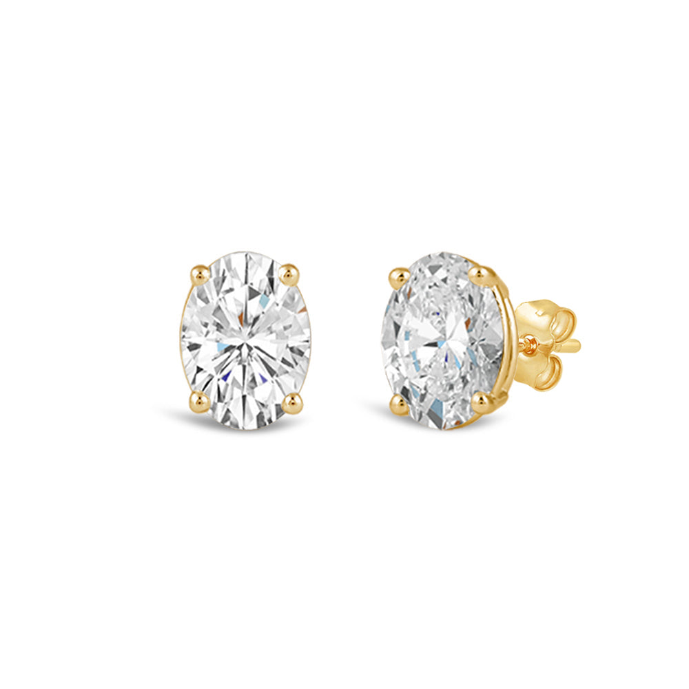 Classic Oval Diamond Stud Earrings (F/G VS+) with 14KT Yellow Gold / Lab / 1 1/2 Cut Diamond in 14KT Yellow Gold / Lab / 1 1/2 view 1
