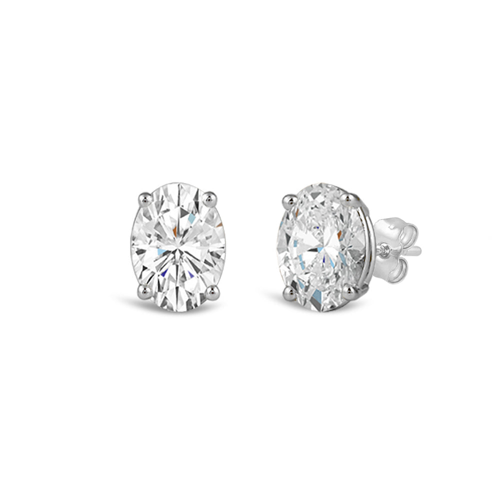 Classic Oval Diamond Stud Earrings (F/G VS+) with 14KT White Gold / Lab / 1 1/2 Cut Diamond in 14KT White Gold / Lab / 1 1/2 view 1
