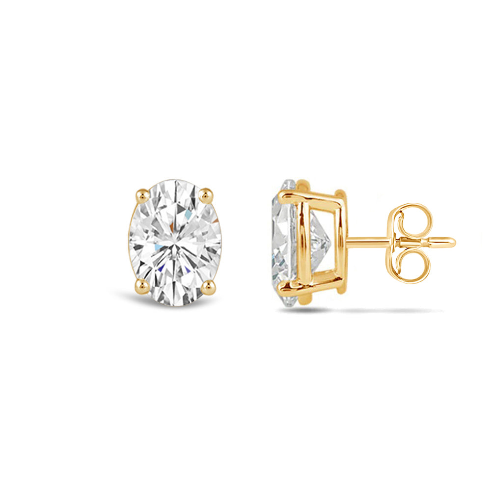 Classic Oval Diamond Stud Earrings (F/G VS+) with 14KT Yellow Gold / Lab / 1 1/2 Cut Diamond in 14KT Yellow Gold / Lab / 1 1/2 view 4
