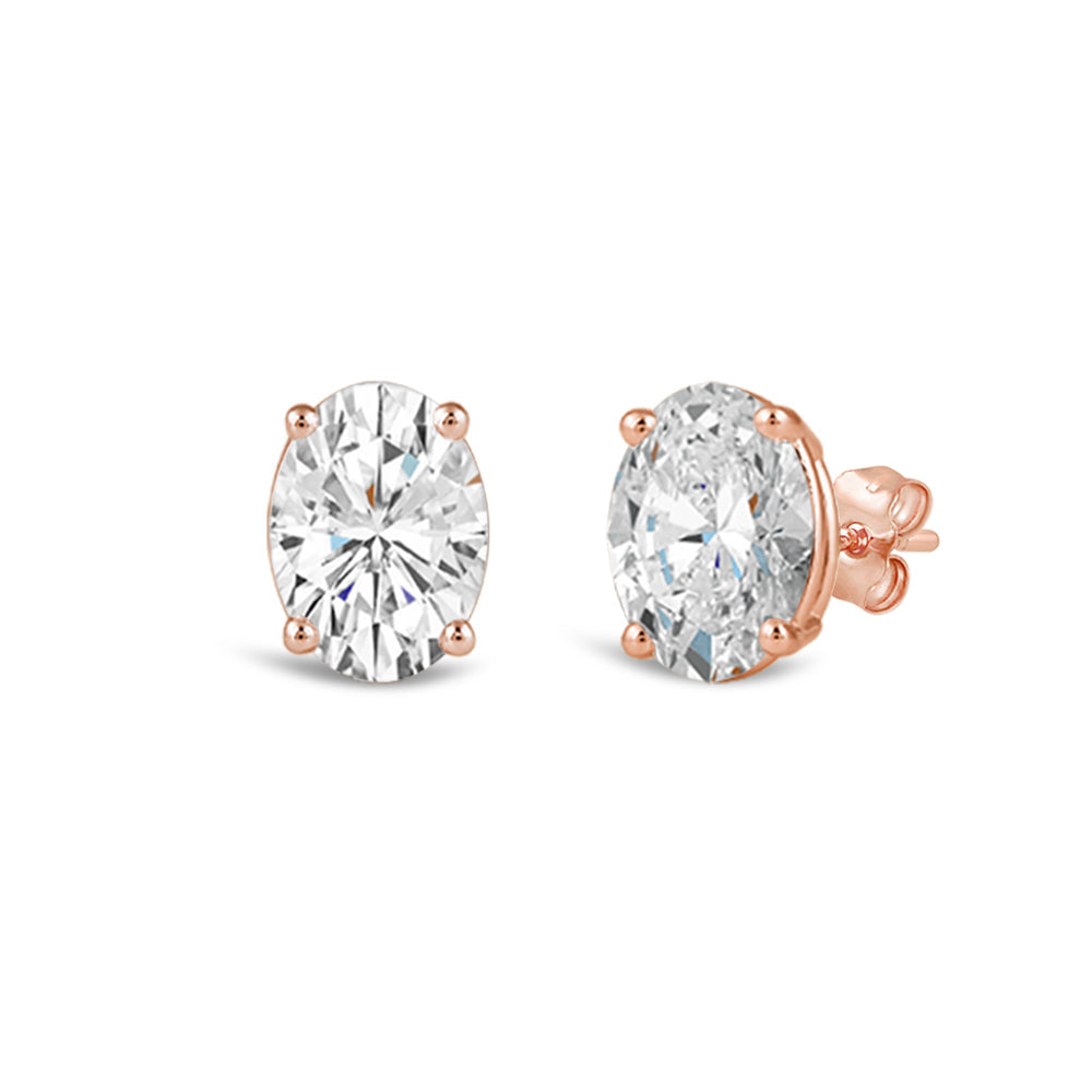 Classic Oval Diamond Stud Earrings (F/G VS+) with 14KT Rose Gold / Lab / 2 Cut Diamond in 14KT Rose Gold / Lab / 2 view 1
