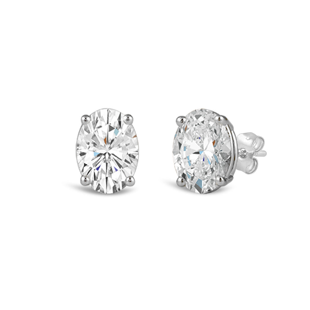 Classic Oval Diamond Stud Earrings (F/G VS+) with 14KT White Gold / Lab / 2 Cut Diamond in 14KT White Gold / Lab / 2 view 1
