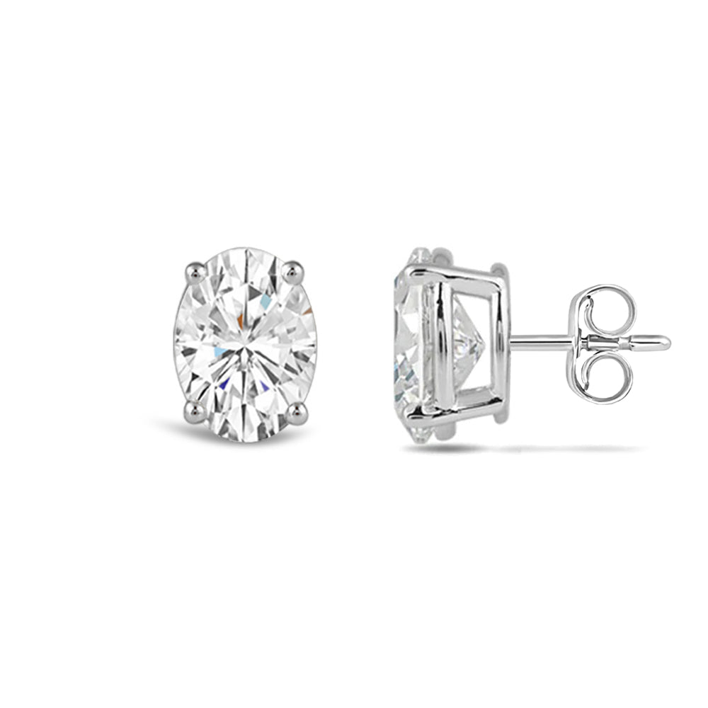 Classic Oval Diamond Stud Earrings (F/G VS+) with 14KT White Gold / Lab / 2 Cut Diamond in 14KT White Gold / Lab / 2 view 4
