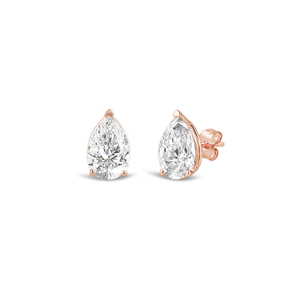 Classic Pear Brilliant Cut Diamond Martini Stud Earrings (F/G VS+) with 14KT Rose Gold / Lab / 1 Cut Diamond in 14KT Rose Gold / Lab / 1 view 1
