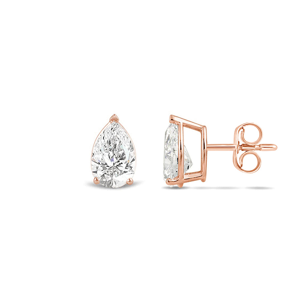 Classic Pear Brilliant Cut Diamond Martini Stud Earrings (F/G VS+) with 14KT Rose Gold / Lab / 1 Cut Diamond in 14KT Rose Gold / Lab / 1 view 4
