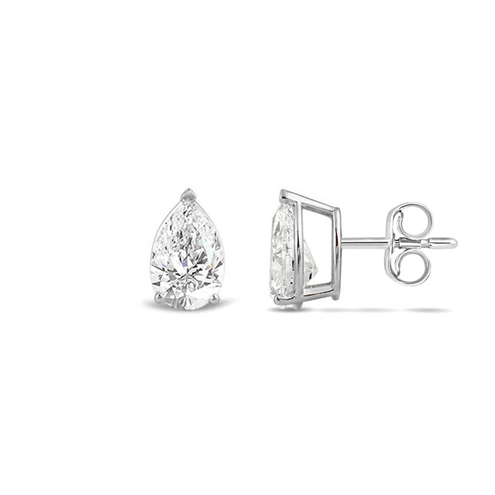 Classic Pear Brilliant Cut Diamond Martini Stud Earrings (F/G VS+) with 14KT White Gold / Lab / 1 Cut Diamond in 14KT White Gold / Lab / 1 view 4
