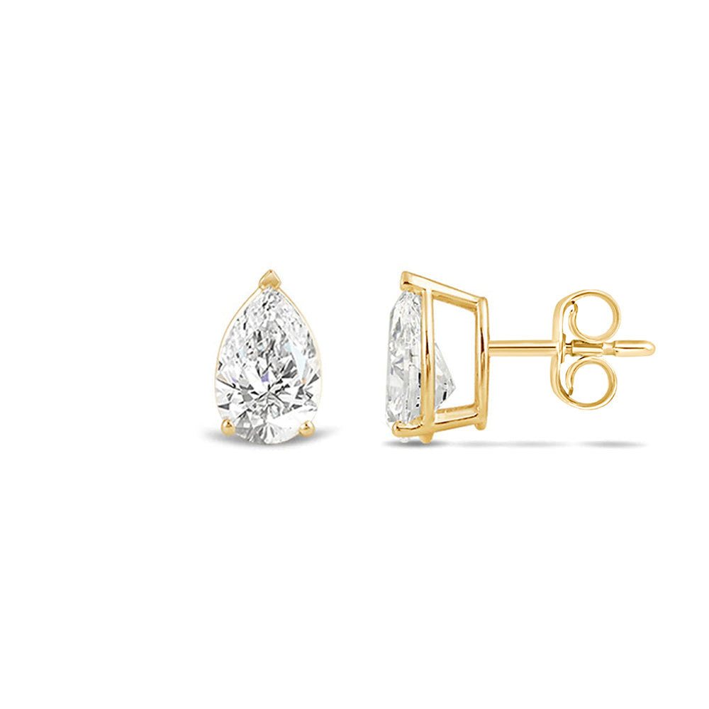Classic Pear Brilliant Cut Diamond Martini Stud Earrings (F/G VS+) with 14KT Yellow Gold / Lab / 1 Cut Diamond in 14KT Yellow Gold / Lab / 1 view 4
