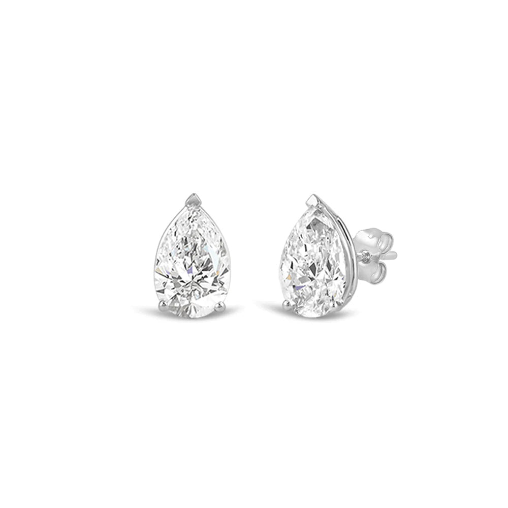 Classic Pear Brilliant Cut Diamond Martini Stud Earrings (F/G VS+) with 14KT White Gold / Lab / 1 Cut Diamond in 14KT White Gold / Lab / 1 view 1
