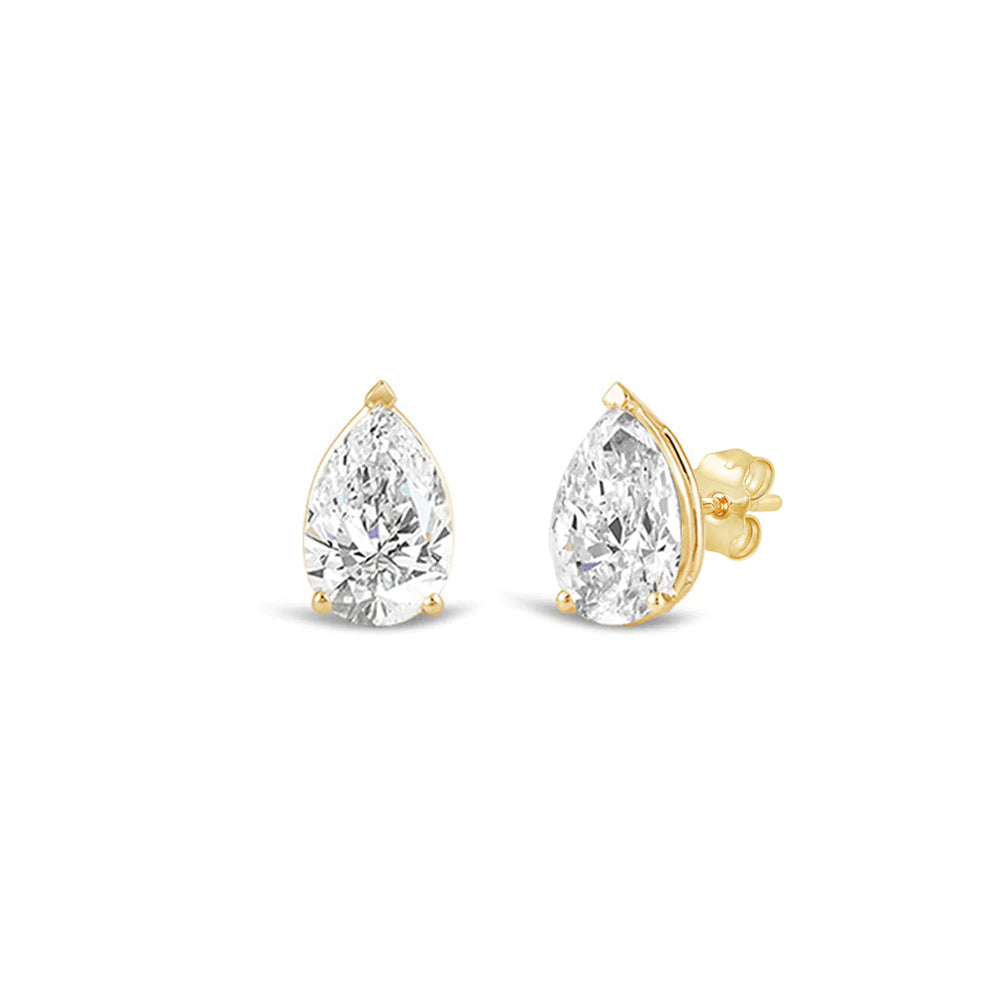 Classic Pear Brilliant Cut Diamond Martini Stud Earrings (F/G VS+) with 14KT Yellow Gold / Lab / 1 Cut Diamond in 14KT Yellow Gold / Lab / 1 view 1
