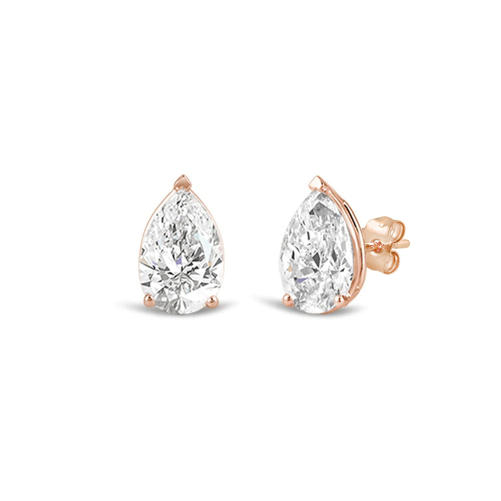Classic Pear Brilliant Cut Diamond Martini Stud Earrings (F/G VS+) with 14KT Rose Gold / Lab / 2 Cut Diamond in 14KT Rose Gold / Lab / 2 view 1
