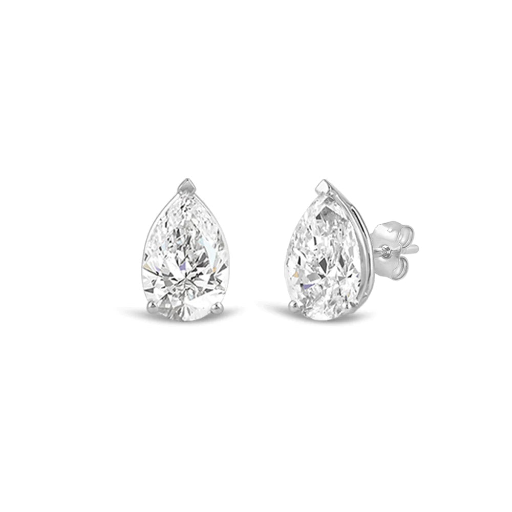 Classic Pear Brilliant Cut Diamond Martini Stud Earrings (F/G VS+) with 14KT White Gold / Lab / 2 Cut Diamond in 14KT White Gold / Lab / 2 view 1
