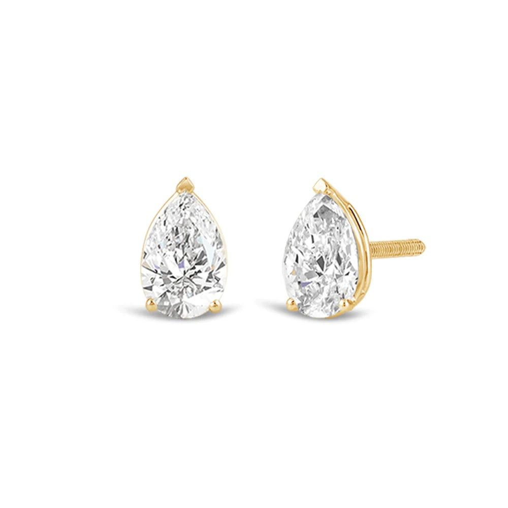 Classic Pear Brilliant Cut Diamond Martini Stud Earrings with Pear Cut Diamond in 14KT Yellow Gold view 1
