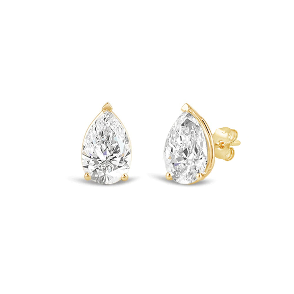 Classic Pear Brilliant Cut Diamond Martini Stud Earrings (F/G VS+) with 14KT Yellow Gold / Lab / 2 Cut Diamond in 14KT Yellow Gold / Lab / 2 view 1
