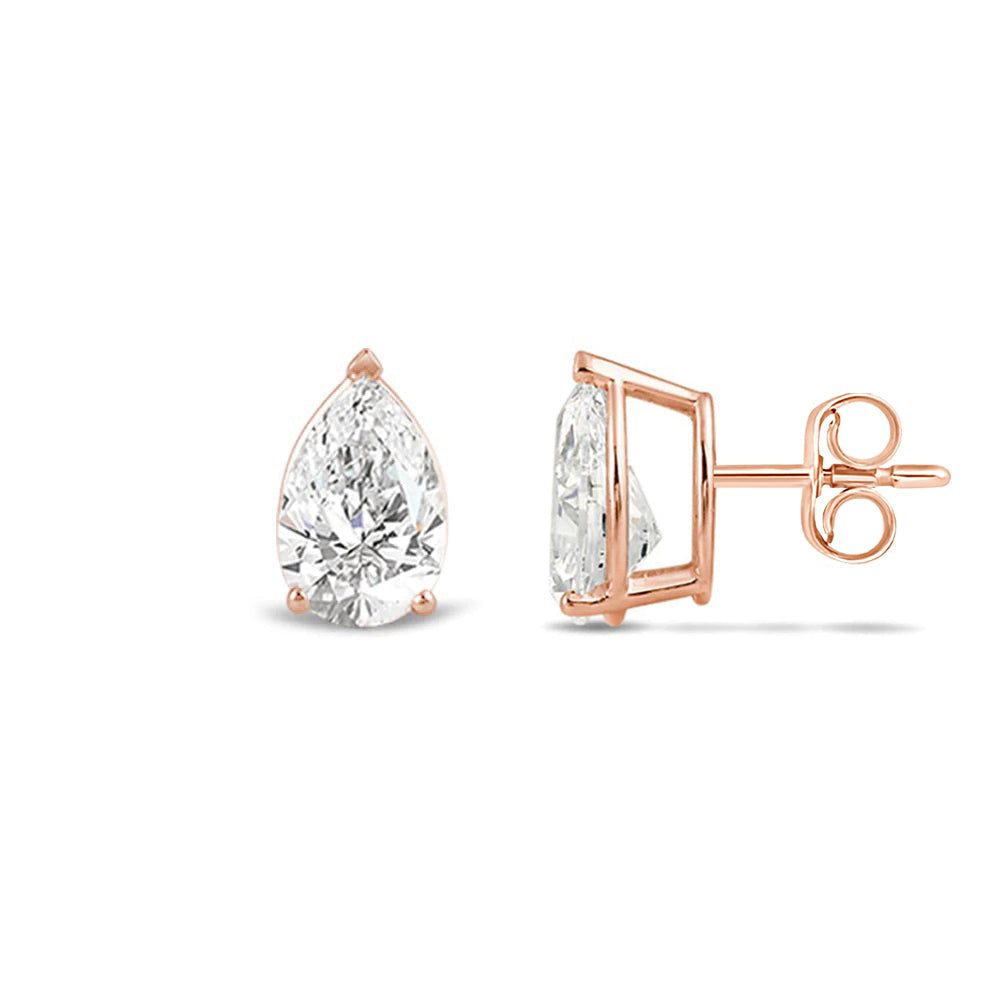 Classic Pear Brilliant Cut Diamond Martini Stud Earrings (F/G VS+) with 14KT Rose Gold / Lab / 2 Cut Diamond in 14KT Rose Gold / Lab / 2 view 4

