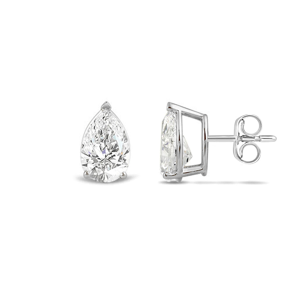 Classic Pear Brilliant Cut Diamond Martini Stud Earrings (F/G VS+) with 14KT White Gold / Lab / 2 Cut Diamond in 14KT White Gold / Lab / 2 view 4
