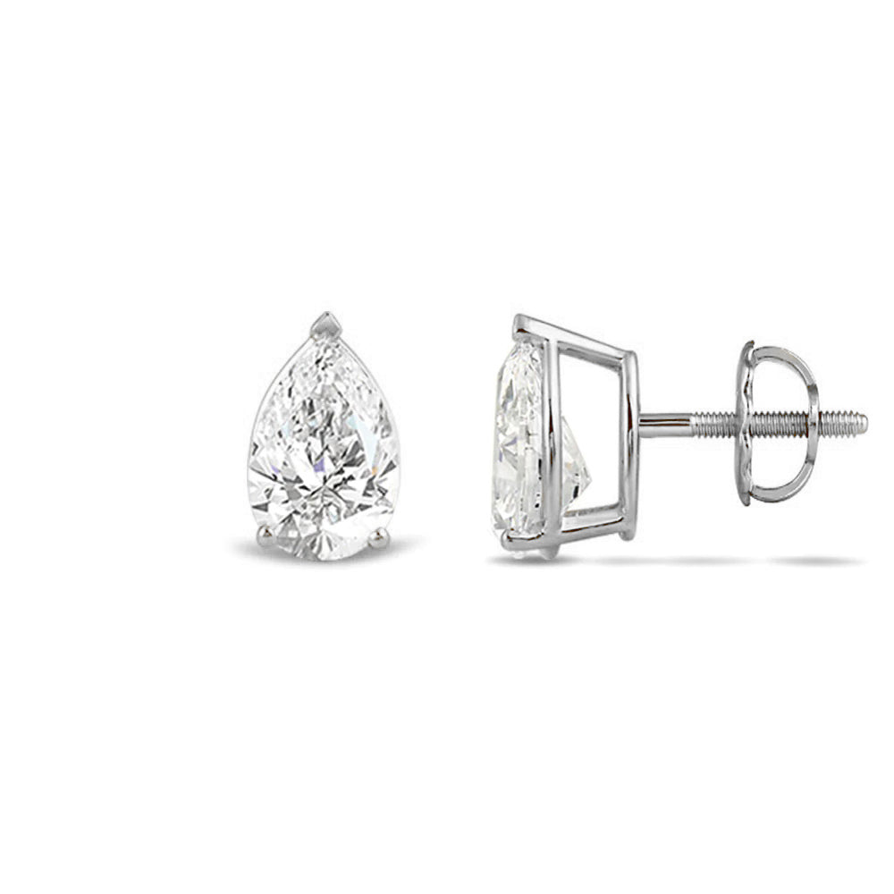 Classic Pear Brilliant Cut Diamond Martini Stud Earrings with Pear Cut Diamond in 14KT White Gold view 3
