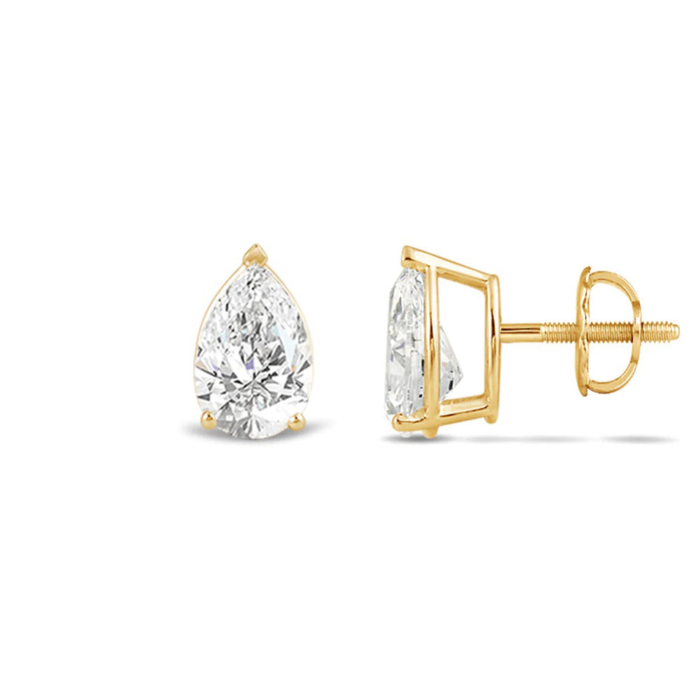 Classic Pear Brilliant Cut Diamond Martini Stud Earrings with Pear Cut Diamond in 14KT Yellow Gold view 3

