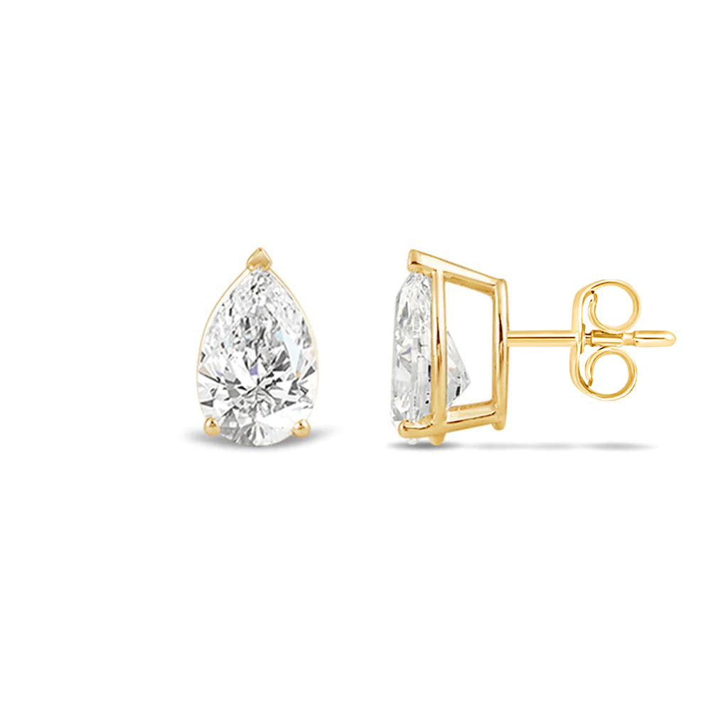 Classic Pear Brilliant Cut Diamond Martini Stud Earrings (F/G VS+) with 14KT Yellow Gold / Lab / 2 Cut Diamond in 14KT Yellow Gold / Lab / 2 view 4

