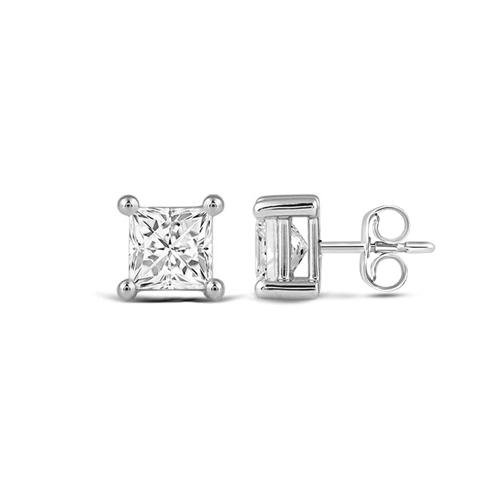 Classic Princess Brilliant Cut Diamond Martini Stud Earrings (F/G VS+) with 14KT White Gold / Lab / 1/2 Cut Diamond in 14KT White Gold / Lab / 1/2 view 4
