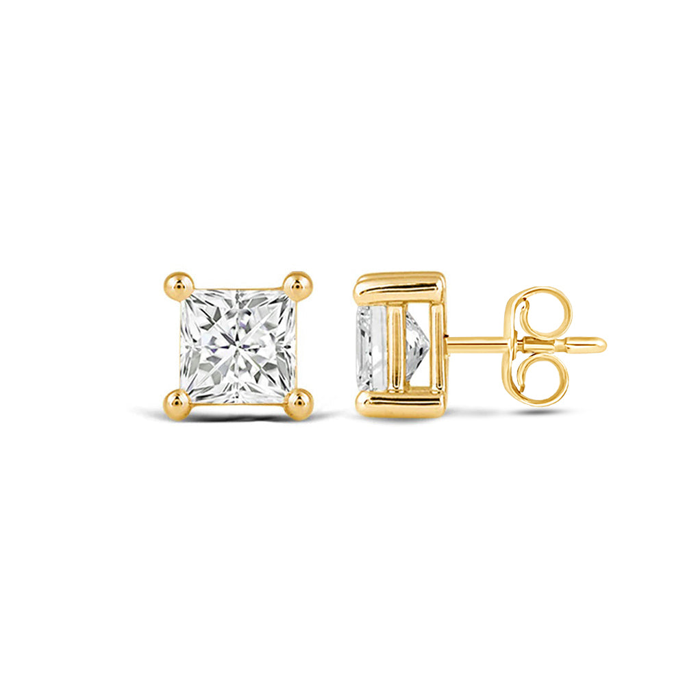 Classic Princess Brilliant Cut Diamond Martini Stud Earrings (F/G VS+) with 14KT Yellow Gold / Lab / 1/2 Cut Diamond in 14KT Yellow Gold / Lab / 1/2 view 4
