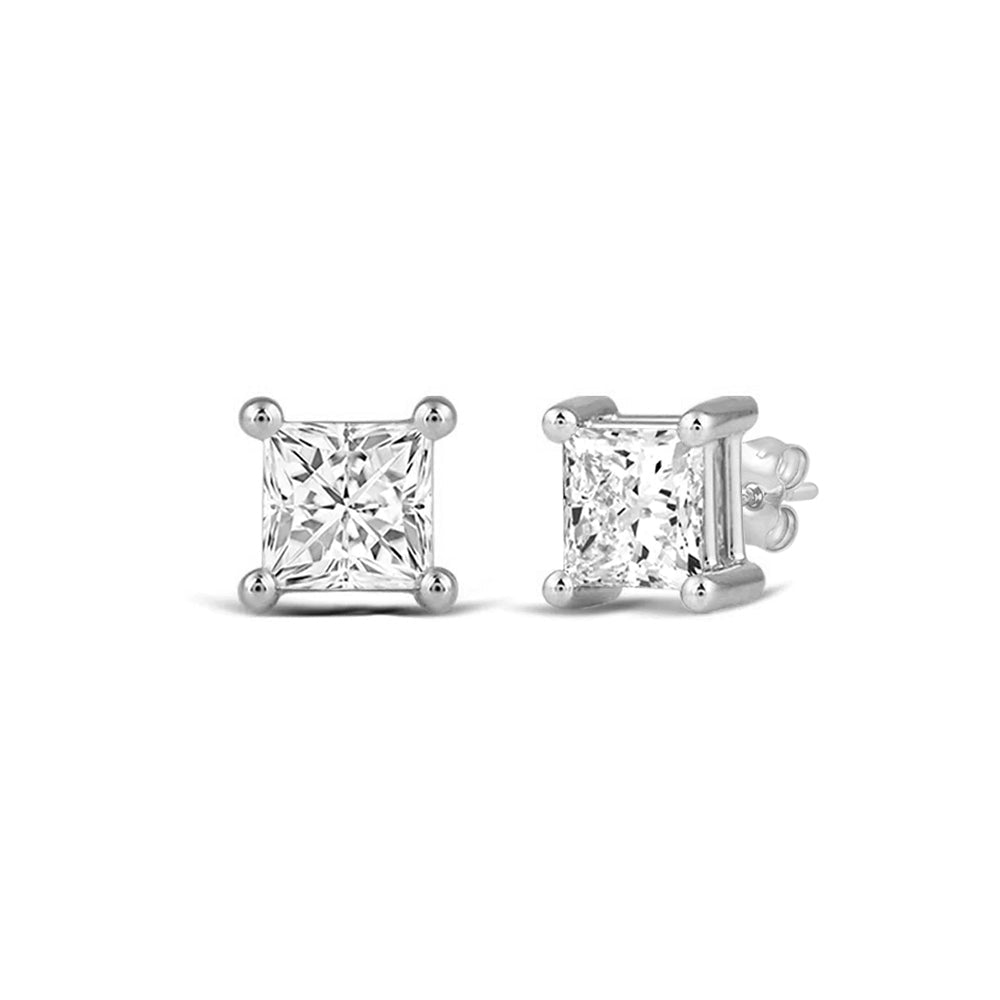 Classic Princess Brilliant Cut Diamond Martini Stud Earrings (F/G VS+) with 14KT White Gold / Lab / 1/2 Cut Diamond in 14KT White Gold / Lab / 1/2 view 1
