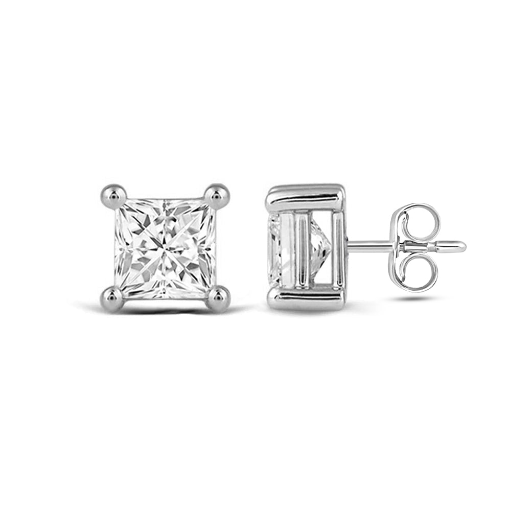 Classic Princess Brilliant Cut Diamond Martini Stud Earrings (F/G VS+) with 14KT White Gold / Lab / 1 1/2 Cut Diamond in 14KT White Gold / Lab / 1 1/2 view 4
