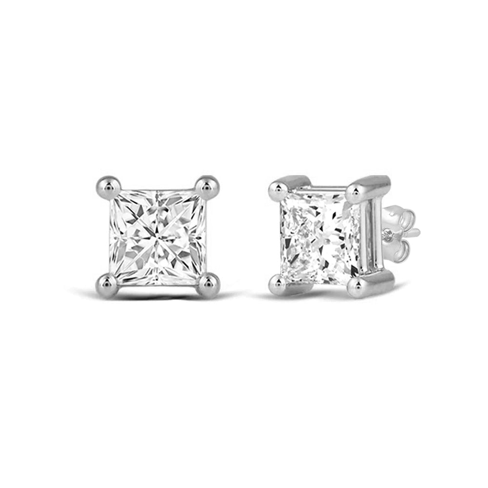 Classic Princess Brilliant Cut Diamond Martini Stud Earrings (F/G VS+) with 14KT White Gold / Lab / 1 1/2 Cut Diamond in 14KT White Gold / Lab / 1 1/2 view 1
