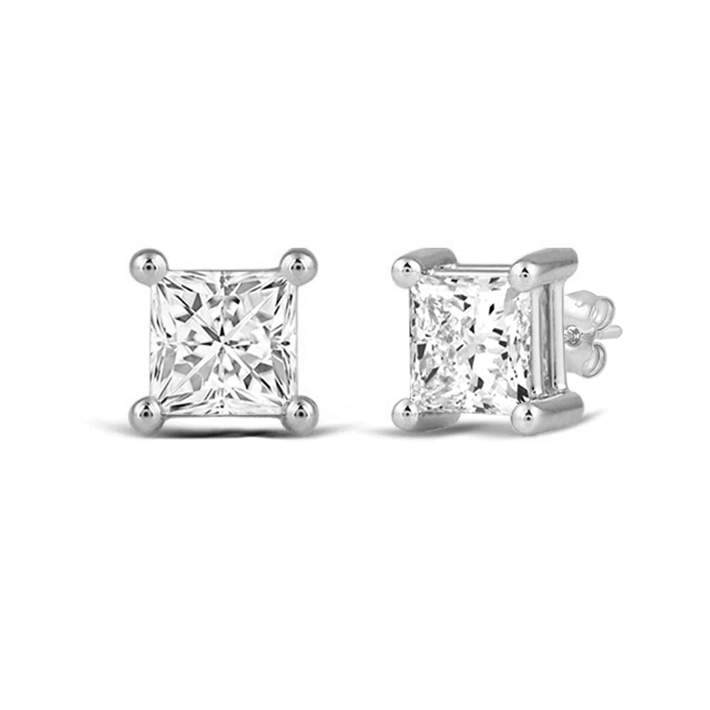 Classic Princess Brilliant Cut Diamond Martini Stud Earrings (F/G VS+) with 14KT White Gold / Lab / 2 Cut Diamond in 14KT White Gold / Lab / 2 view 1
