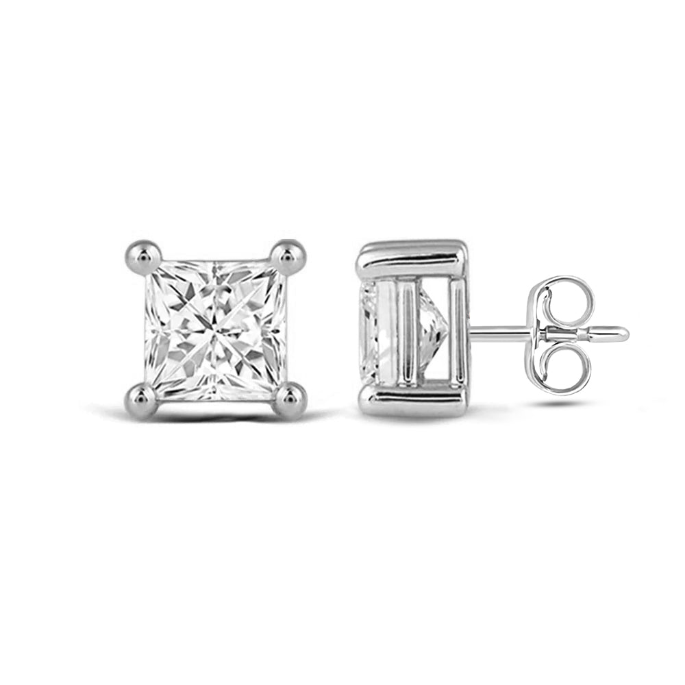 Classic Princess Brilliant Cut Diamond Martini Stud Earrings (F/G VS+) with 14KT White Gold / Lab / 2 Cut Diamond in 14KT White Gold / Lab / 2 view 4
